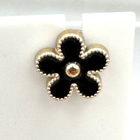 Black Gold Tone Flower Stud Lapel Pin Back Brooch Hat Costume Jewelry - Picture 8 of 8